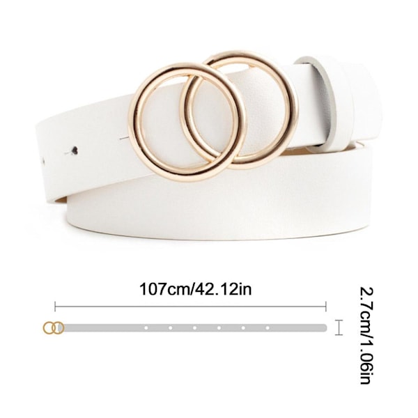 Boho Dam Bälte Dubbel Ring PU Läder Metallspänne Bälten Jeans Mångsidigt Byxbälte Klänning P0K0 Camel one-size