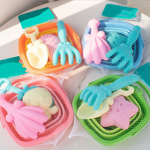 Hopfällbar hink för barn, strandleksaker, baby strandlek, sandgrävning Blue 1set