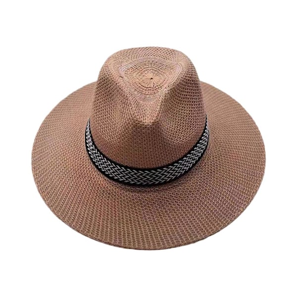 Herr Dam Vikbar Strå Panama Stil Solhatt Sommar Slapp Hatt, Strand S7B2 khaki one size