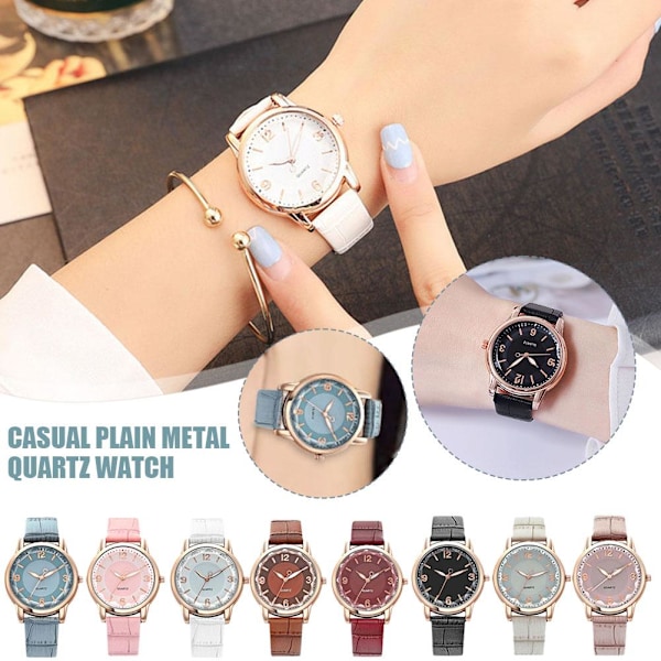 Nytt Mode Casual Dam Quartz Klocka PU Läder Färg Armband Flicka Urtavla Klocka Studentpresenter O0X5 Red One size