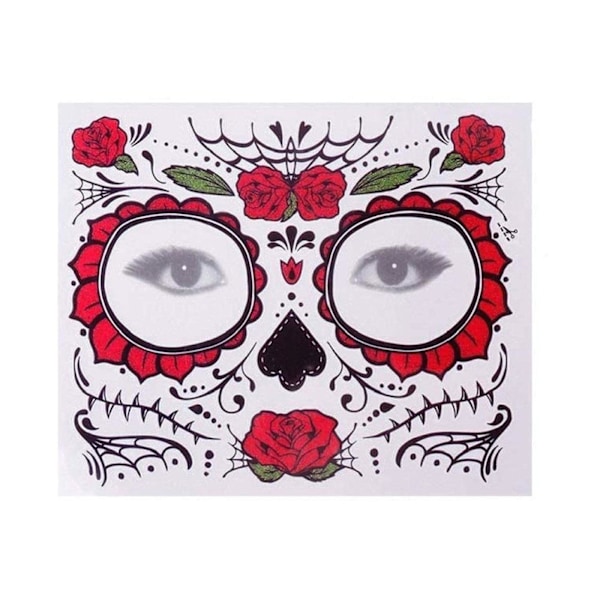 Vattentäta Day Of The Dead Ansiktsmålning Halloween Temporära Tatueringar Klistermärken B2 2  12X15