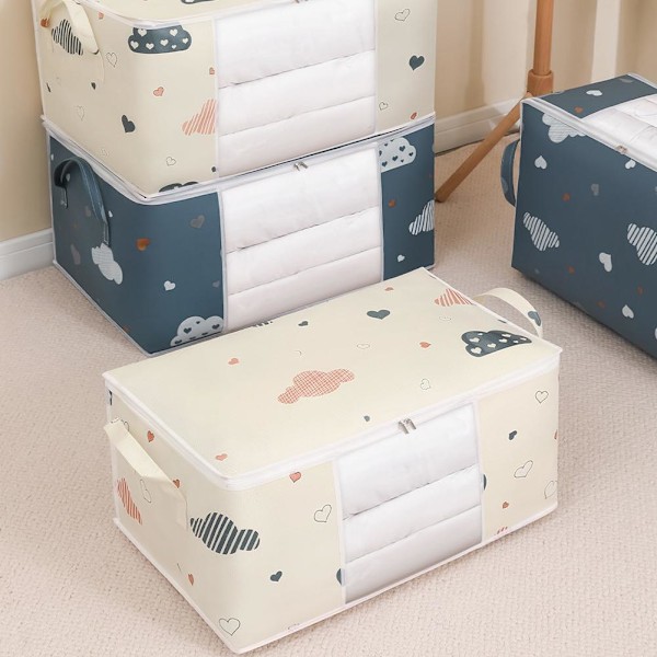 1 X Förvaringsväska för Kläder Stor Kapacitet Organizer för Täcken Filt Säng Q2U7 white M 1pcs