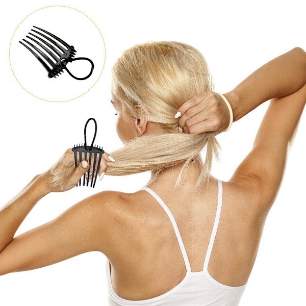 Bandette Kam, Bandette Kam med Elastiskt Band, Hästsvans UP K9B2 Bump it M2M0 blackA one-size 2pcs