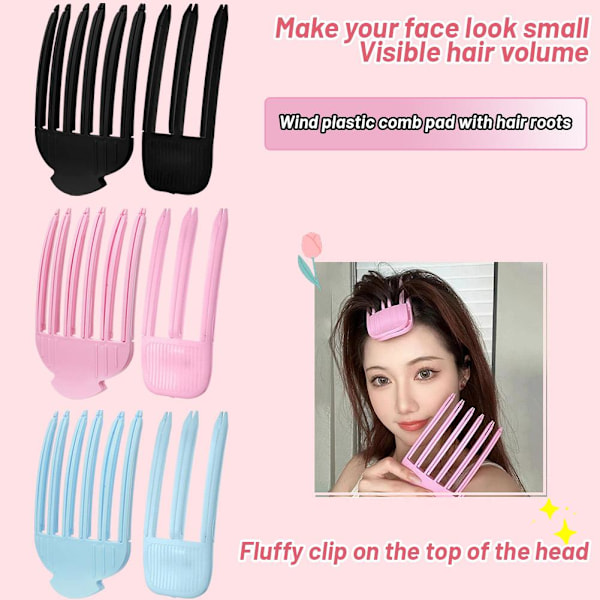 Hög Skalle Topp Infällbar Kam Hårrot Fluffig Klämma Hår Curling Artefakt M5G3 Set pink 1set