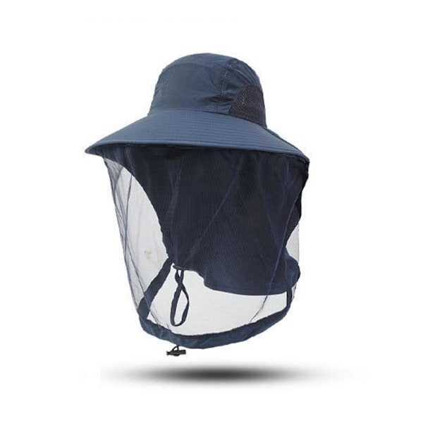 Fiskehatt för utomhusbruk med meshmask, myggsäker, solskydd, ventilerande' Navy blue 1pc