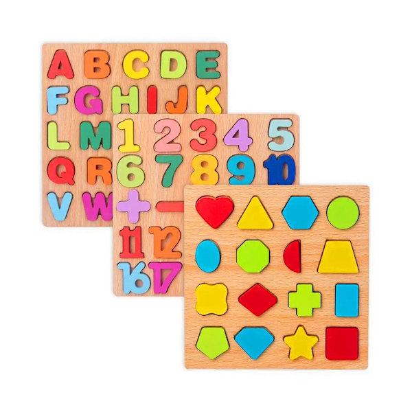 Träpussel Barn Pedagogisk Lärleksak Djurblock Gåva B6 I9M T6Q5 letter onesize