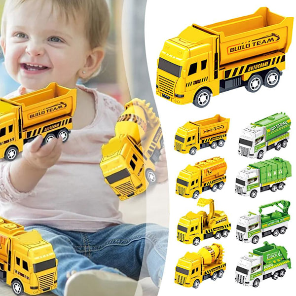 Leksaksbil för barn, drag tillbaka, legeringsfordonsmodell, ingenjörsbil, sopbil, för barn Y9n8 yellow C one-size