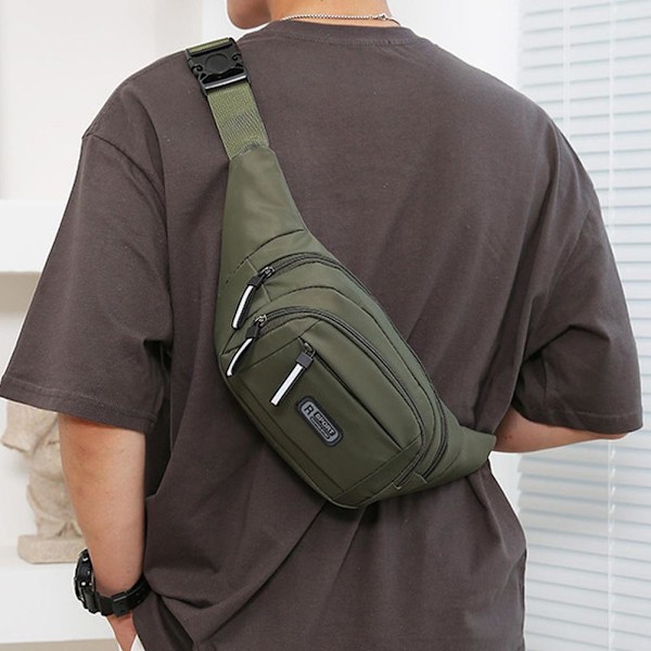 Multifunktionell Justerbar Midjeväska i Nylon Sling Bröstväska Axelväska P4R9 Green One size