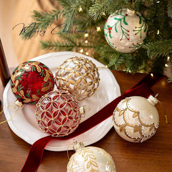 Julgranskulor i glas 8cm Julkulor Julgransprydnad Kulor Butiksfönster M3P1 A 1pcs
