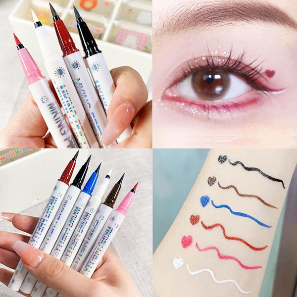 Färgglad Flytande Eyeliner Penna Makeup Vattentät Långvarig Matt Eyeliner P O9F6 05 # You Mist Red 1.5g