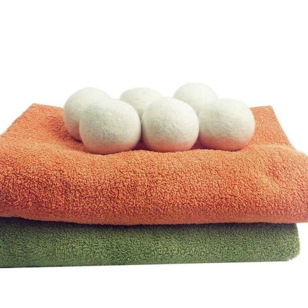 Torkbollar i ull, återanvändbara torkbollar, ullbollar ersätter torkdukar, återanvändbar tvättfleece torrbollssats, tvätt whiteA 6cm 2pcs