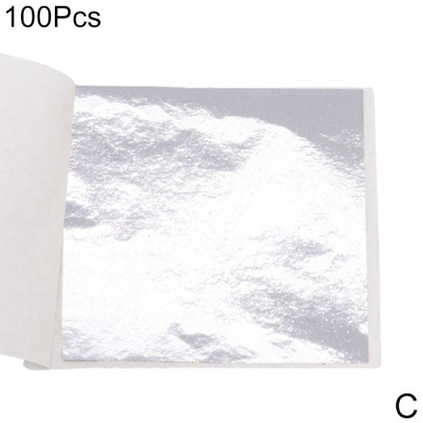 100 ark Dubbel Guld DIY Folie Blad Papper Mat Tårtdekor Hantverk Förgyllning R8S4 silver 100pcs
