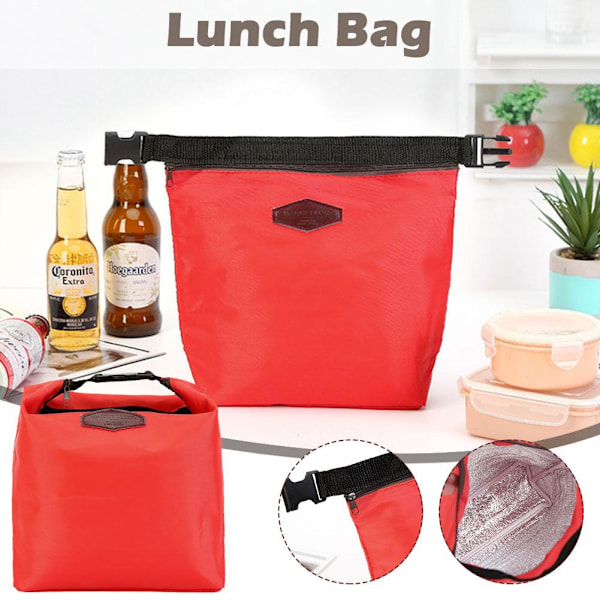 Bärbar Termisk Isolerad Kylväska Lunch Förvaringsväska Vattentät Picknickväska red One-size