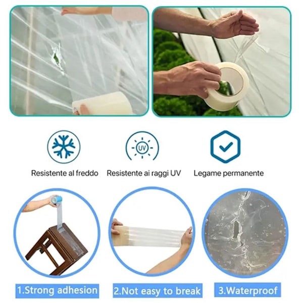 Extra Stark Polytunnel | Reparationstejp för växthus | Polyeten | Klar eller Blå UK transparent 30cm*10m