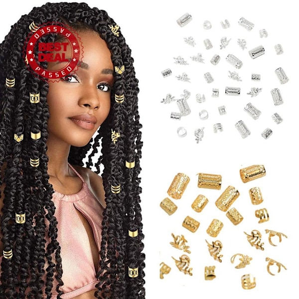 Hårringar för Dreadlocks Hårflätor Ihåliga Hår Hårnål Ring Flätor Pärlklämma Manschetter R2o5 Golden One size