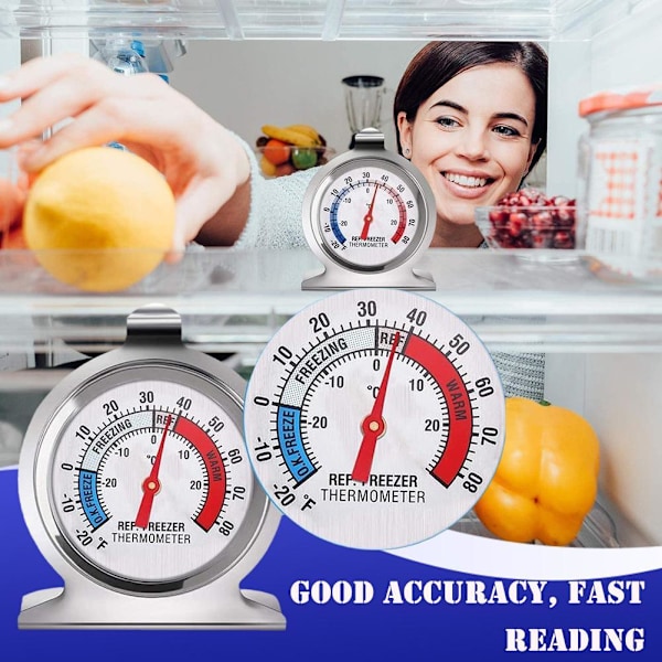 Kylskåpstermometer i stål med urtavla för frys, temperaturmätare U.K-Fast