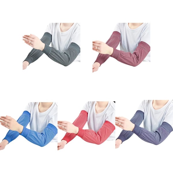 Solskydd Långärmad Dam Herr Ridning Körning Skydd Stretch-stickad Rengöring Arm Hushållsarbete Y7j9 Red 1pair