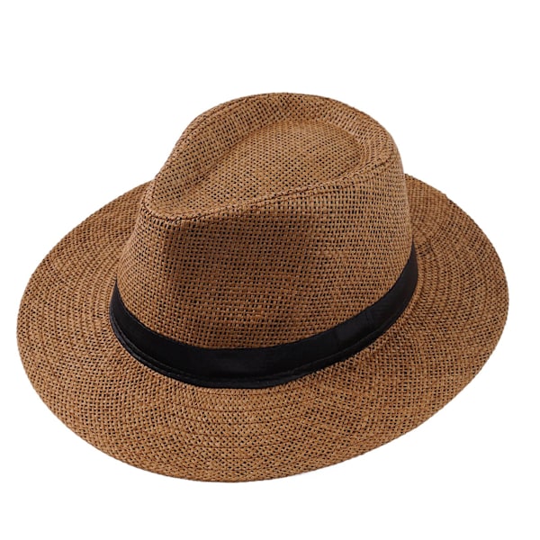 Sommar Strand Solhattar för Män Bredbrättad Stråhatt Panama Fedora Vikbar Rese Packbar Stråhatt coffee one size