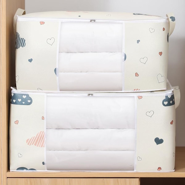 1 X Förvaringsväska för Kläder Stor Kapacitet Organizer för Täcken Filt Säng Q2U7 white M 1pcs