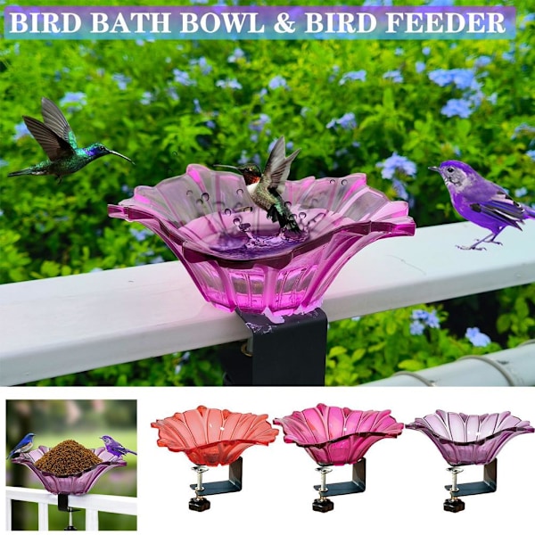 Däckmonterade fågelbad för utomhusbruk, blomformad kolibri B Red 1pcs