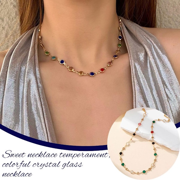 Kort Halsband Ins Stil Färgglad Zirkon Semesterstil Choker Enkel Mode Tjejaccessoarer Q0R8 C 1pcs