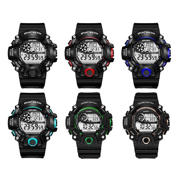 Digital Lysande Unisex Sport Vattentät Klocka Herrklockor Mode Damarmbandsur A7K9 Red One size