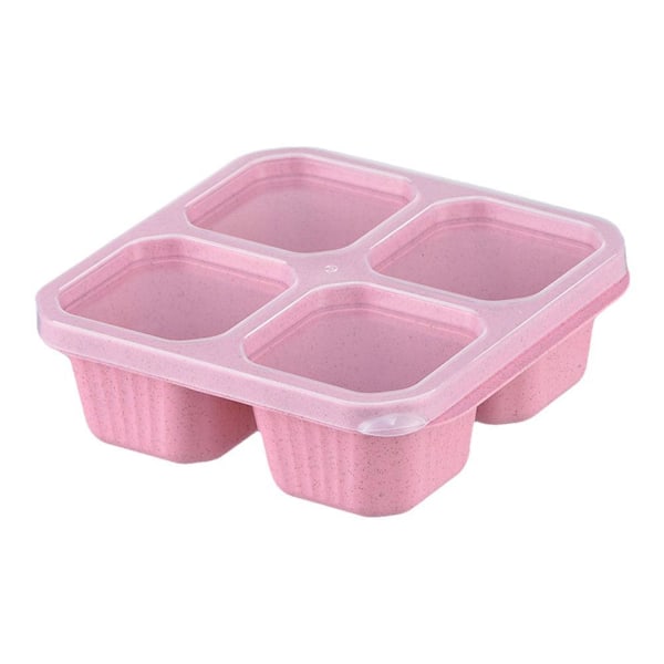 1 st 4-fack snacksbehållare uppdelad Bento snacksbox 4 fack pink one-size