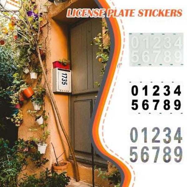 3 st. registreringsskylt 0-9 nummer reflekterande osynlig digital klistermärke ₪ Black 3pcs 98*54mm