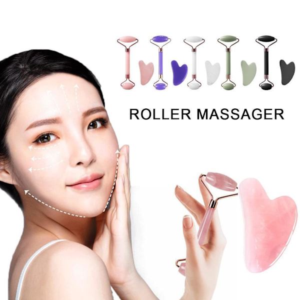 Roller för Ansikte Hals Öga Harts Ansiktsmassage Instrument Hälsovård Scrapi V4E7 White double-ended roller 40g