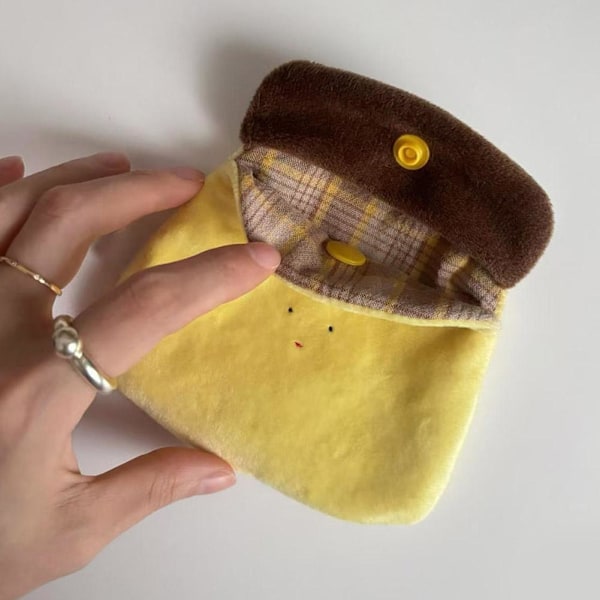 Söt Karamellpudding Myntväska Plysch Mini Korthållare Tecknad Förvaringsväska H3K5