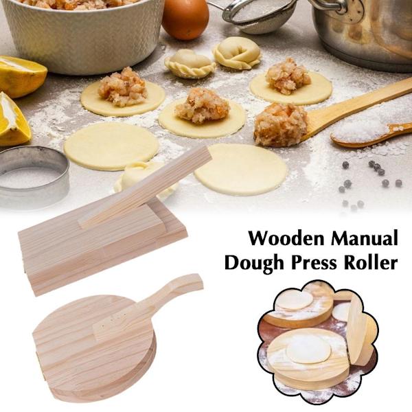 Tortillapress i trä, manuell degpress för kex och dumplings, Gyoza pajmakare E9V9 circular 1pcs