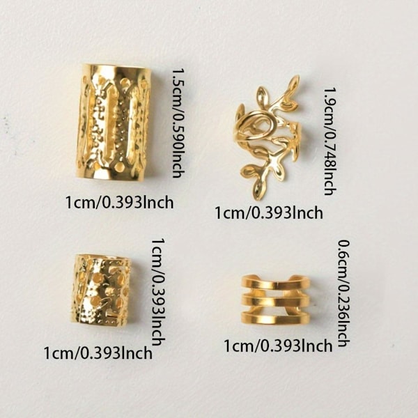 Hårringar för Dreadlocks Hårflätor Ihåliga Hår Hårnål Ring Flätor Pärlklämma Manschetter R2o5 Golden One size