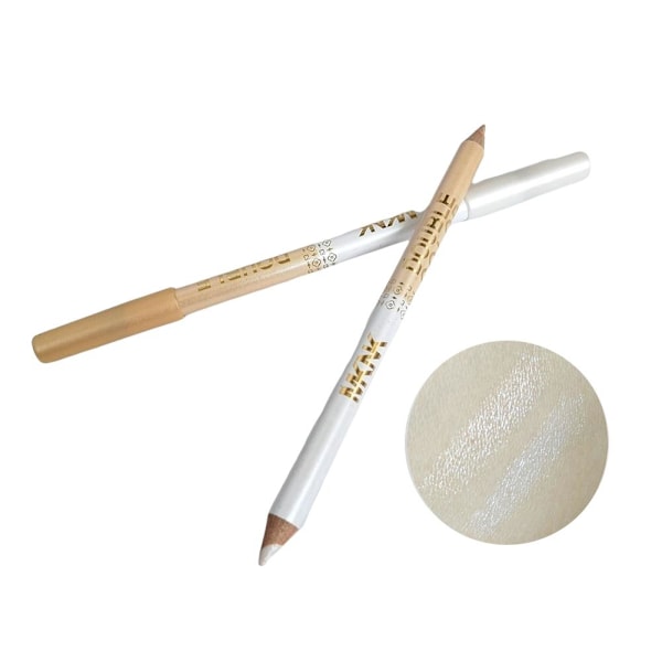 2-i-1 Eyelinerpenna Vattentät Mjuk Långvarig Dubbelanvändning Svart Eyeliner Champagne +white 1.1g