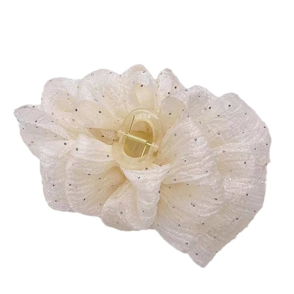 Kvinnor Rosett Bubbla Klämma Hårklo Elegant Stora Hårklämmor Fäste US white one-size