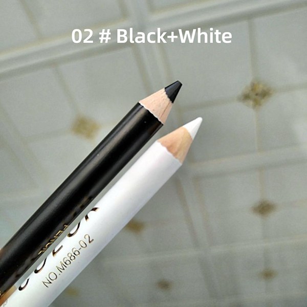 2-i-1 Eyelinerpenna Vattentät Mjuk Långvarig Dubbelanvändning Svart Eyeliner black+white 1.1g