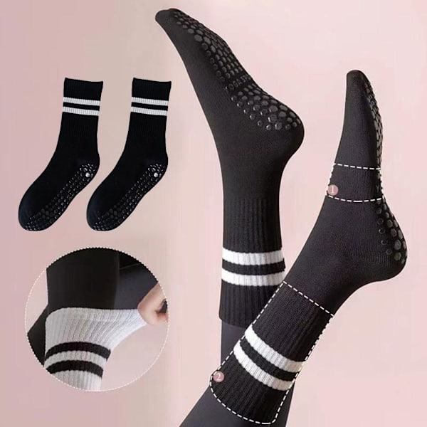Halkfria Snabbtorkande Strumpor Professionella Halkfria Yogastrumpor Hög Elasticitet Damhoppningsstrumpor black 35-43EU