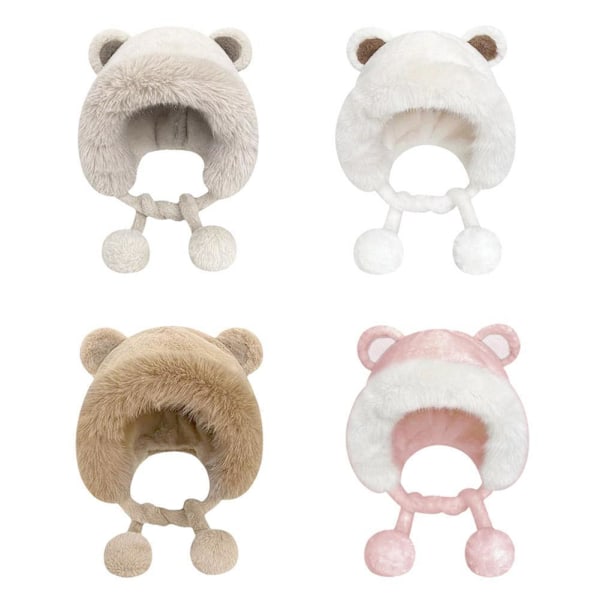 Söt Tvättbjörn Plysch Björn Mössa Dam Vinter Varm Hink Fluffig Mjuk Mössa Öronskydd Mössa A2C3 khaki One size