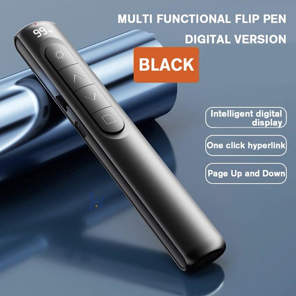 Trådlös USB Powerpoint Presentation Laserpekare Klicker Fjärrkontroll Penna L Digital display rechargeable 