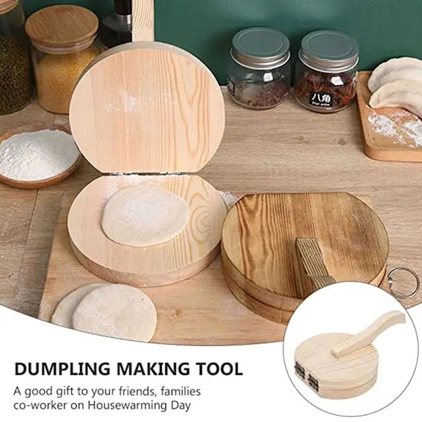 Tortillapress i trä, manuell degpress för kex och dumplings, Gyoza pajmakare E9V9 circular 1pcs