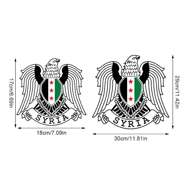 Syrien Flagga Syrisk Vapen Multi Storlekar Bildekal Självhäftande VBest V5P9 A18x17cm One size