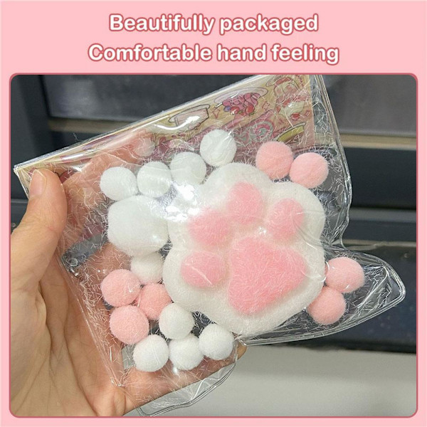 Supermjuk Kattfot Dekompressionsleksak Stor Silikon Flockad Katt  pink onesize