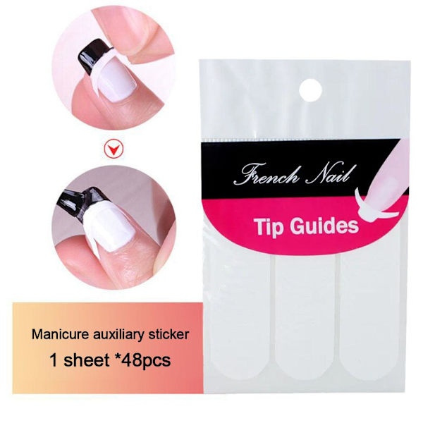 1-pack (48 st) Fransk Manikyr Nagelkonst Tips Form Guide Bästa Schablon USN DIY UK