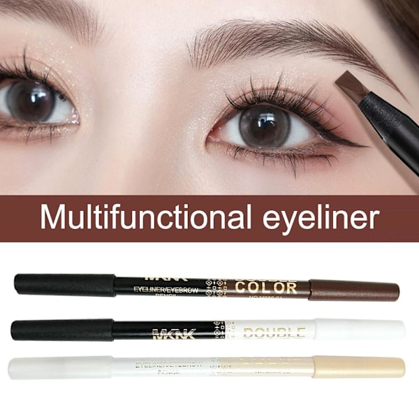 2-i-1 Eyelinerpenna Vattentät Mjuk Långvarig Dubbelanvändning Svart Eyeliner black+white 1.1g