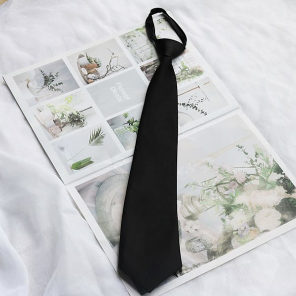 Herr/Dam Dragkedja Slips Slim Fit Svart 5cm/8cm E1P2 blackA 48*5cm