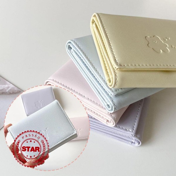 Söta Björn Små Trefaldiga Plånböcker För Kvinnor Mjukt PU Läder Korthållare Damplånbok Mode F6O3 Purple One size