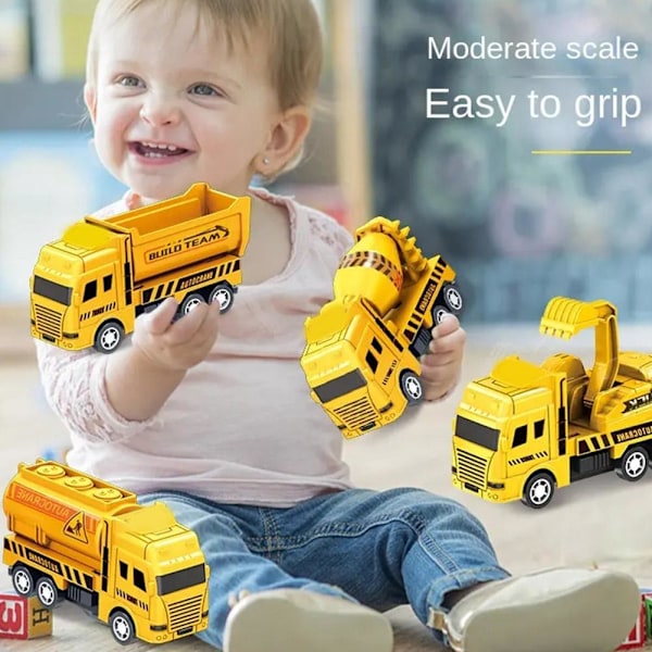 Leksaksbil för barn, drag tillbaka, legeringsfordonsmodell, ingenjörsbil, sopbil, för barn Y9n8 yellow D one-size