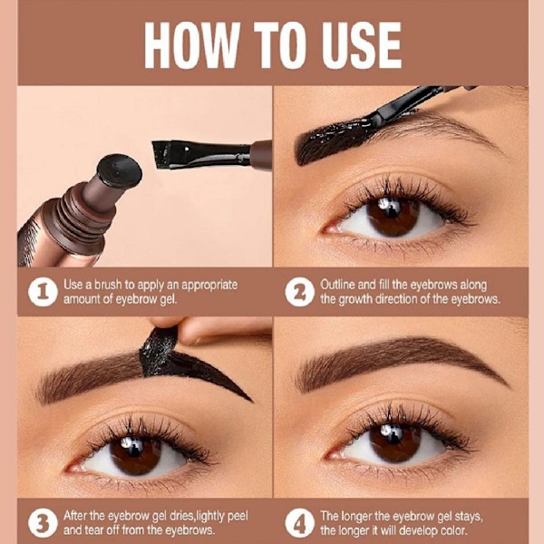 Ögonbrynstatuering Peel-Off Tint Gel Brow Easy Långvarig Vattentät❀ RUEEET#3 6ml