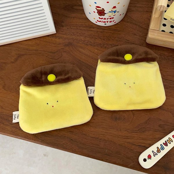 Söt Karamellpudding Myntväska Plysch Mini Korthållare Tecknad Förvaringsväska H3K5