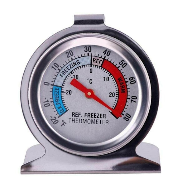 Kylskåpstermometer i stål med urtavla för frys, temperaturmätare U.K-Fast