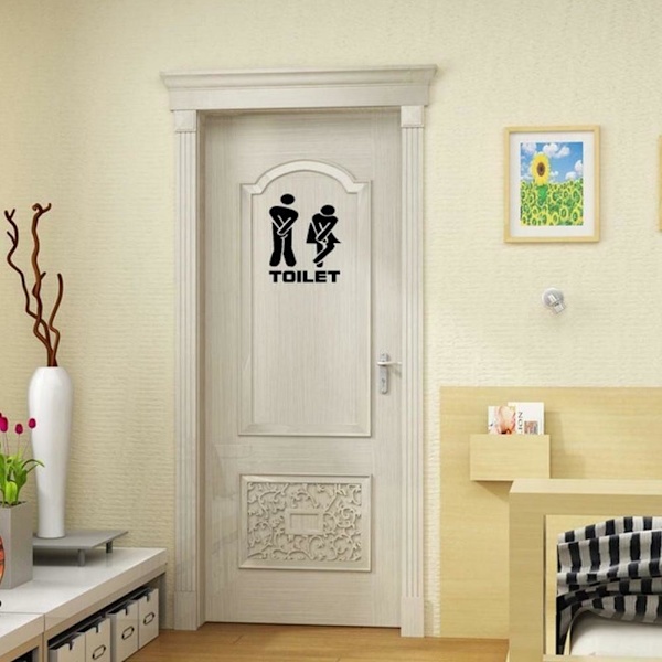 Väggdekal Dörrsticker otålig toalett badrum rolig väggkonst dekal skylt vinyl R6D1